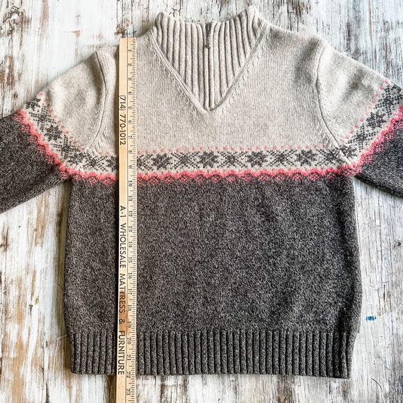 Woolrich Fair Isle Wool Zip Neck Sweater Hickory M - Picture 4 of 9